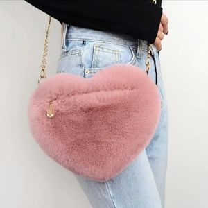Pink faux fur heart purse 💖